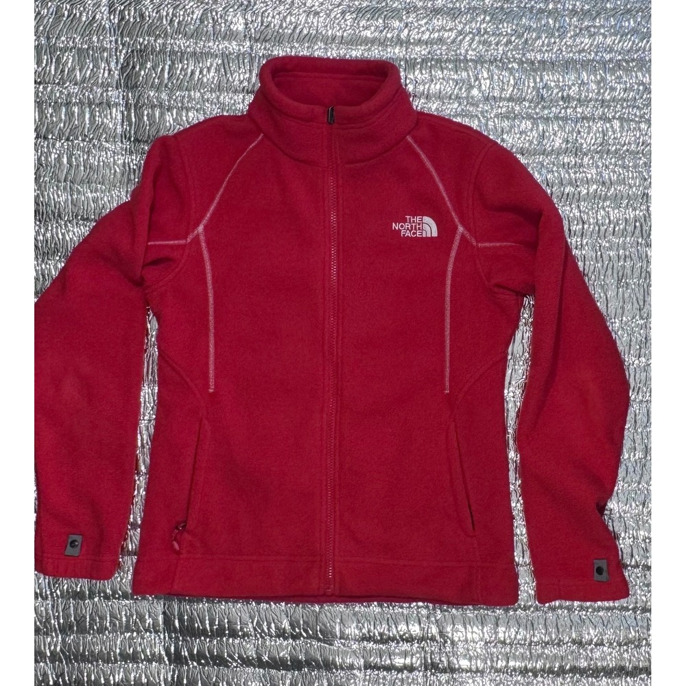 The North Face Red Full Zip Fleece Jacket Mock Neck Womens Medium
